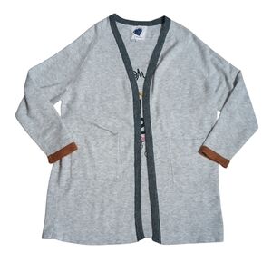 Just Madison Cardigan Sweater Duster Open Front Puff Graffiti Comic Grey Large